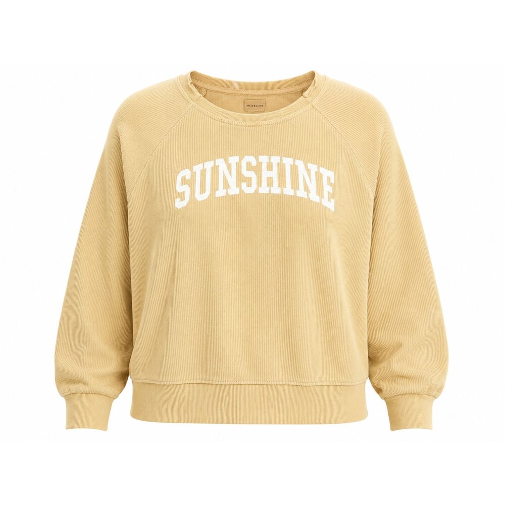 Thread & Supply Sunshine Sweatshirt Women’s Large Yellow Ribbed Pullover Cozy